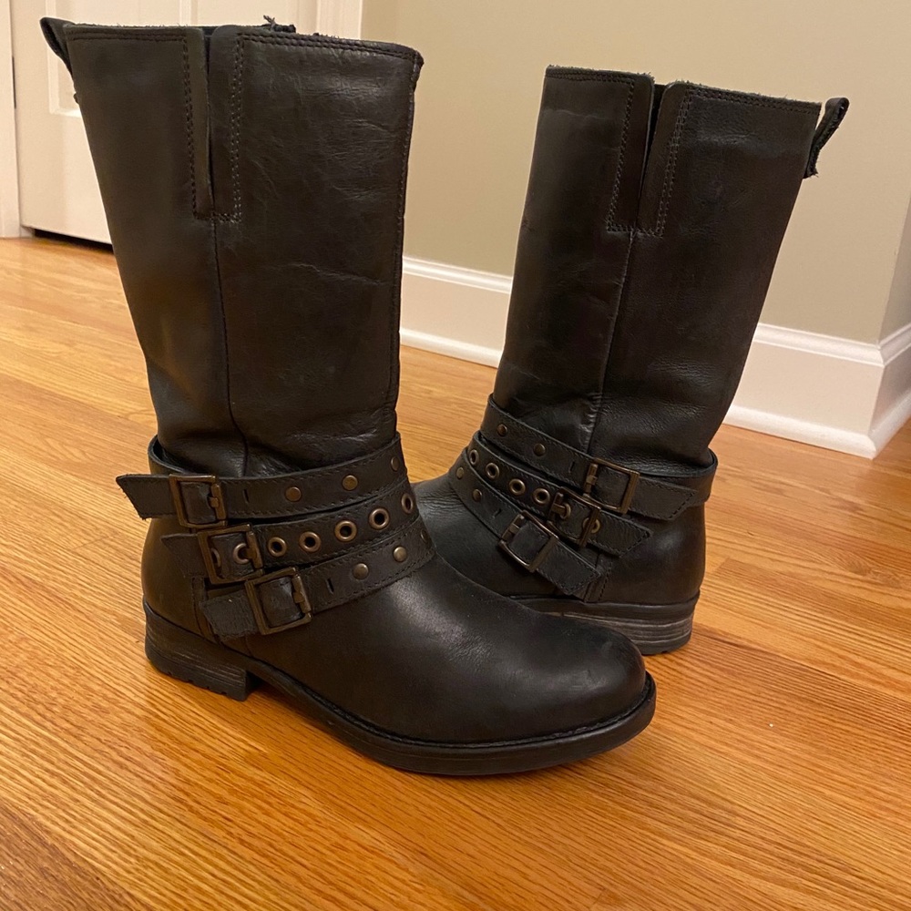 Eric Michael Black Three Buckle Boots Sz 38 / 7.5